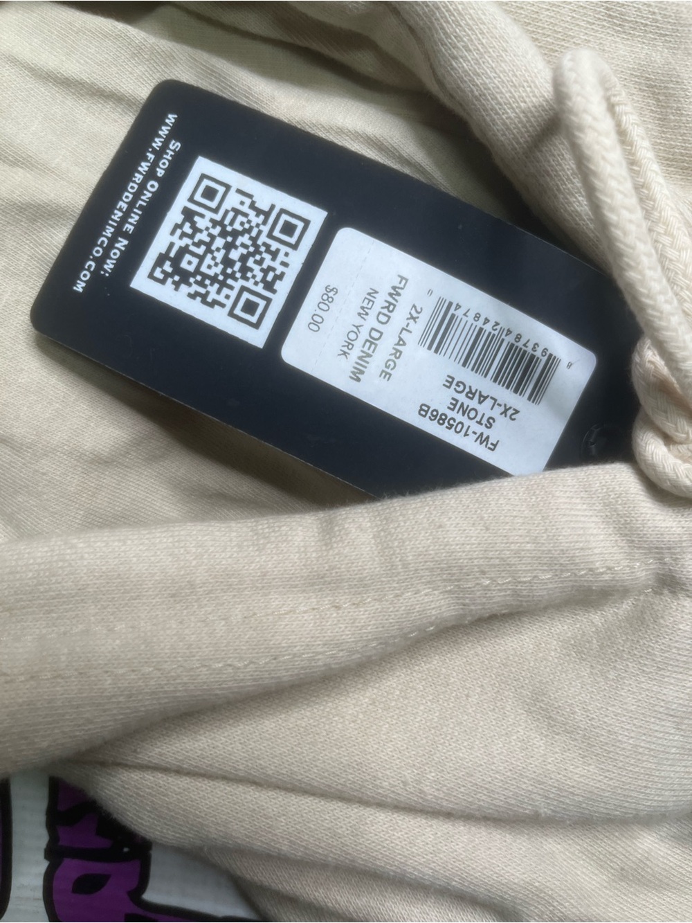 Sz 2xl Beige Graphic Hoodie with Stud Details - Picture 6 of 6